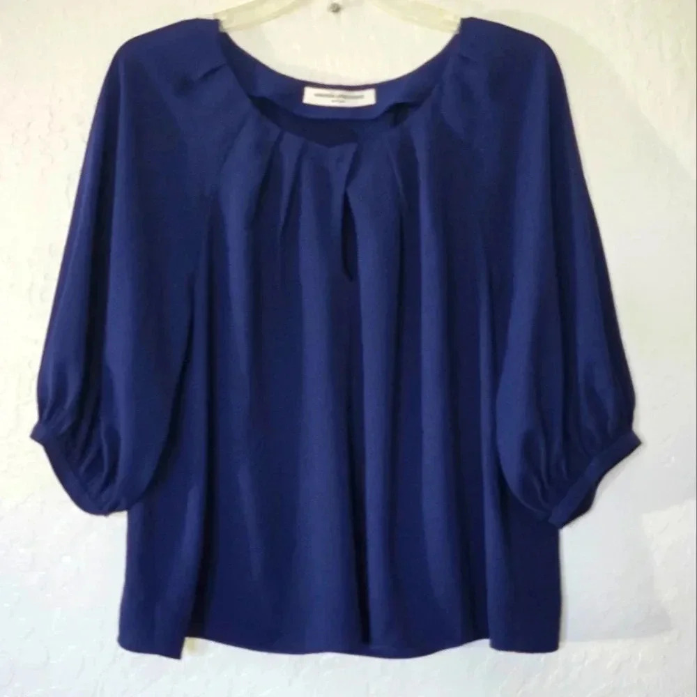 Amanda Uprichard | Blue 3/4 Sleeve Blouse Sz L